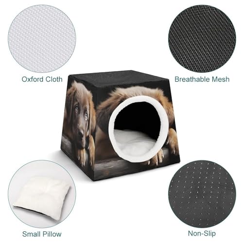 Collapsible Soft Dog Crate Pet Kennel Houses Puppies Dog Printed Lightweight Travel Crate Kennel Indoor & Outdoor, 13.8"x13.8"x11.8"