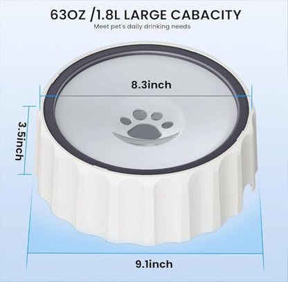 Dog Small Animals Water Bowl No Spill 70oz/2L Large Capacity Dispenser Non Slip No Splash Small Animals Bowl Pet Slow Feeder No Drip Dog Water Bowl on Vehicle for Dogs and Cats - Grey - color: Grey