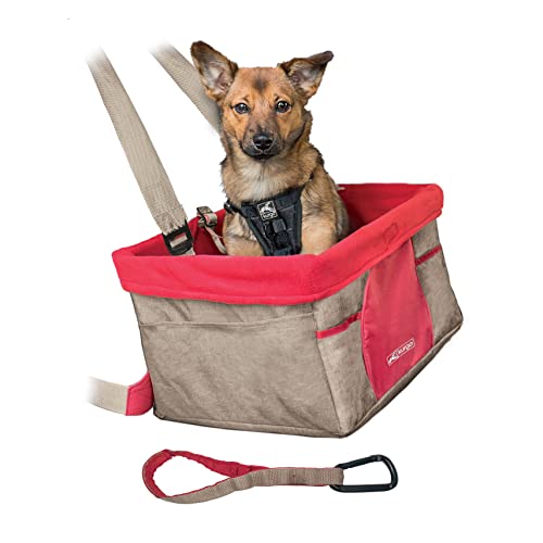 Kurgo Dog Booster Seat - Keeps Dogs Secure & Comfortable - Waterproof Exterior - Removable Washable Liner - Dog Car Seat with Harness Strap - Collapsible - Heather Style - Khaki - color: Heather Khaki, style: New Packaging