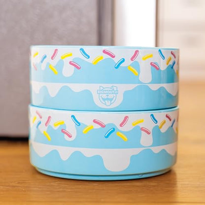 Cake Pet Bowl Set, Ceramic Food and Water Bowls, Non-Slip Spill-Resistant Design, for Cats and Dogs, Set of Two, Dishwasher Safe, Indoor Pet Feeding