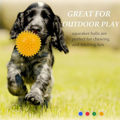 Dog Balls 4.5” Squeaky Dog Toys Spikey Ball for Aggressive Chewers Heavy Duty Teething Large Medium Durable Dogs Balls (4 Pack) - size: 4.5 Set of 4