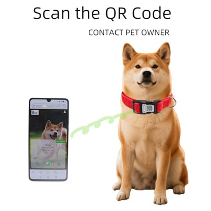 THAIN Smart QR Code Dog Collar-Nylon & Velvet Pet Collar with Unique ID Registration, Adjustable Plastic Buckle for Small Dogs–Black, Red, Pink, Yellow (Red, S) - color: Red, size: S