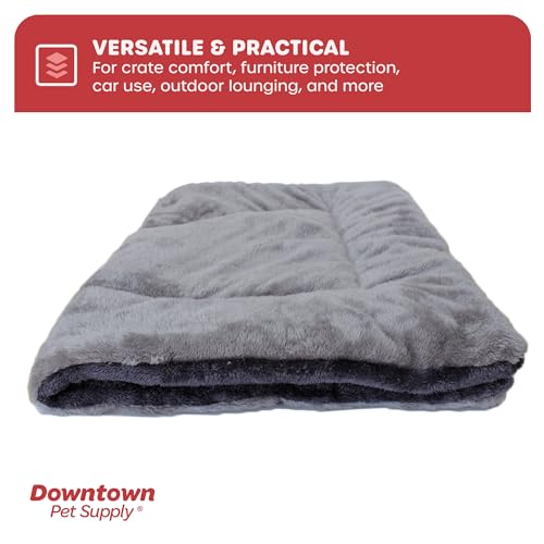 Downtown Pet Supply - Comfort Dog Crate Mat - Soft Fleece Nap Mat - Easy Maintenance, Machine Washable - Charcoal/Silver - 24 in x 18 in - Small Pet Bed - color: Charcoal/Silver, size: Small