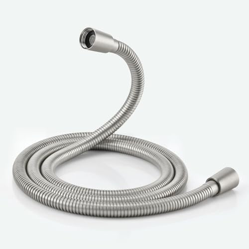 Brushed Nickel Shower Hose Extra Long 304 Stainless Steel Handheld Showerhead Hose, Anti Winding Interface, With Brass Insert And Nut - durable Rv Shower Hoses Replacement(Brushed Nickel, 59 Inches) - color: Brushed Nickel, size: 59 Inches