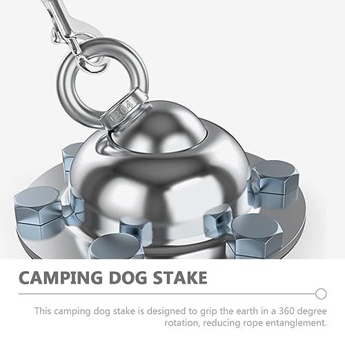 Happyyami 360-Degree Rotating Heavy Duty Tie Out Stake for Dogs and Cats Rust-Resistant Ground Anchor 10m Leash for Outdoor Use Portable Design