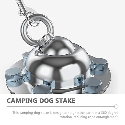 Happyyami 360-Degree Rotating Heavy Duty Tie Out Stake for Dogs and Cats Rust-Resistant Ground Anchor 10m Leash for Outdoor Use Portable Design