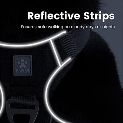 Pawaii No Pull Dog Harness with Pet ID Tag,Reflective Strips No Choke Front O Ring Breathable Mesh Adjustable Soft Padded Pet Vest with Easy Control Handle for Large Dogs | Built for safer walks with a QR Pet ID Tag, front no pull clip, reflective trim, c