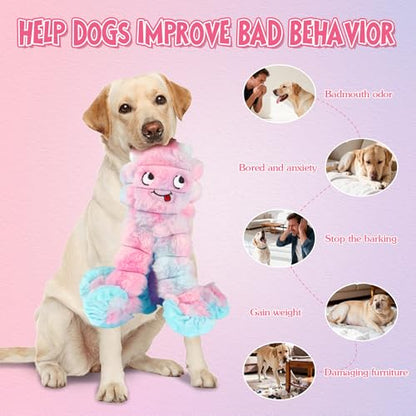 Tough Octopus Dog Toy, Interactive Squeaky & Crinkle Tug of War Toy for Aggressive Chewers, Large Durable Plush Chew Toys to Keep Dogs Busy- Crinkle Octopus, Large (Pink) - color: Pink