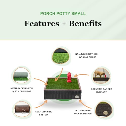 Porch Potty Dog Potty Turf, Small 26x50x7, Without Sprinkler System | Reusable Artificial Grass Pad, Washable Mat with Mesh Backing, Fast Drainage Design, Quick-Drying Surface, Pet Potty Training - size: PP Small New