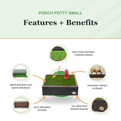 Porch Potty Dog Potty Turf, Small 26x50x7, Without Sprinkler System | Reusable Artificial Grass Pad, Washable Mat with Mesh Backing, Fast Drainage Design, Quick-Drying Surface, Pet Potty Training - size: PP Small New