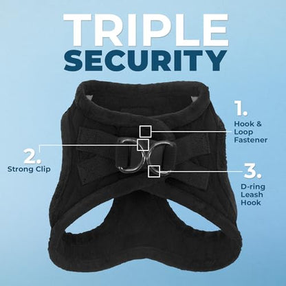 Best Pet Supplies Voyager Step-in Plush Dog Harness - Soft, Step in Vest Harness and Reflective Dog 5 ft Leash Combo with Neoprene Handle for Small and Medium Dogs, Black Plush, S - color: Harness Leash Set (Black Plush), size: S (Chest: 14.5 - 16")
