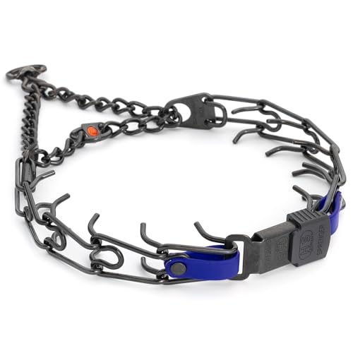 Herm Sprenger Black Stainless Steel Dog Collar with Quick Release ClicLock Buckle and Biothane Insert Training Collar Made in Germany (Blueberry Royal, 23in x 3.2mm(Neck Size up to19-20in)) - color: Blueberry Royal, size: 23in x 3.2mm(neck size up to19-20