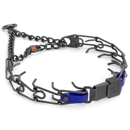 Herm Sprenger Black Stainless Steel Dog Collar with Quick Release ClicLock Buckle and Biothane Insert Training Collar Made in Germany (Blueberry Royal, 23in x 3.2mm(Neck Size up to19-20in)) - color: Blueberry Royal, size: 23in x 3.2mm(neck size up to19-20