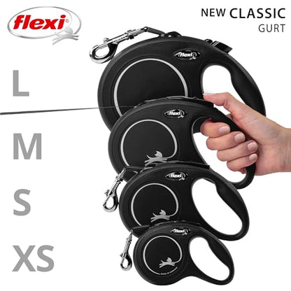 FLEXI New Classic Tape Retractable Dog Leash for Large Dogs Upto 110 lbs. – 26 ft., Black | Tangle Free Pet Walking Leash with One-Handed Brake, Pause, Lock|German Quality Product - color: Multi, size: L (Pack of 1)