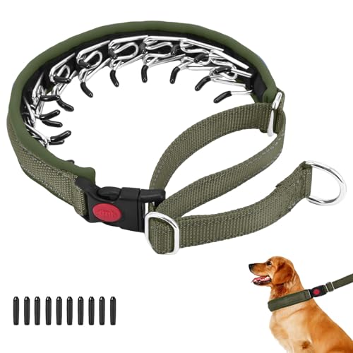 No Pull Martingale Dog Collar for Large Medium Small Dogs, Heavy Duty Nylon Reflective Adjustable Anti Pull Slip Collar with Buckle for Training Walking L Army Green - color: Army Green, size: L (19"-26" Neck, 1.5" Wide)