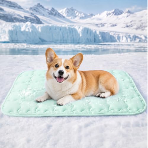 Luciphia Premium Dog Cooling Mat Non-Slip Q-MAX>0.5 Self-Cooling Pad for Medium Pet Indoor Portable Kennel Puppy Bed for Summer Crate Pad for Dog Washable Green 30x40 inches - color: Green, size: 30x40 inches