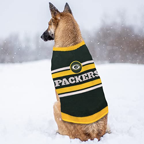 NFL Green Bay Packers Dog Sweater, Size Medium. Warm and Cozy Knit Pet Sweater with NFL Team Logo, Best Puppy Sweater for Large and Small Dogs - color: Green Bay Packers, size: Medium
