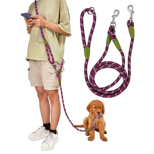 Hands Free Dog Leash Crossbody Dog Running Leash Handsfree Pet Rope for Hiking Training Heavy Duty Reflective Pet Walking Belt (Purple) - color: Purple
