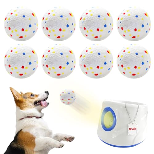 8 Pack Dog Balls, Dog Toy Balls 2.28'' - Indestructible Dogs Ball for Aggressive Chewers, Small Tennis Ball for Dogs(Small/Medium), Fit Same Listing Automatic Launcher Only ETPU Material - color: White