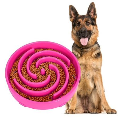JASGOOD Slow Feeder Dog Bowl for Large Medium Dogs, Anti-Gulping Pet Slower Food Feeding Bowls, Stop Bloat, Preventing Choking, Healthy Design, R-Rose red - color: Hot pink