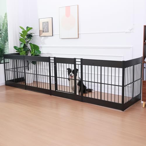 Dog Playpen, 31.5" Height Dog Pen Indoor, Heavy Duty, Safe and Sturdy, Furniture Style Puppy Pen (12 Panels (31.5" High), Black) - color: Black, style: 12 Panels (31.5" High)