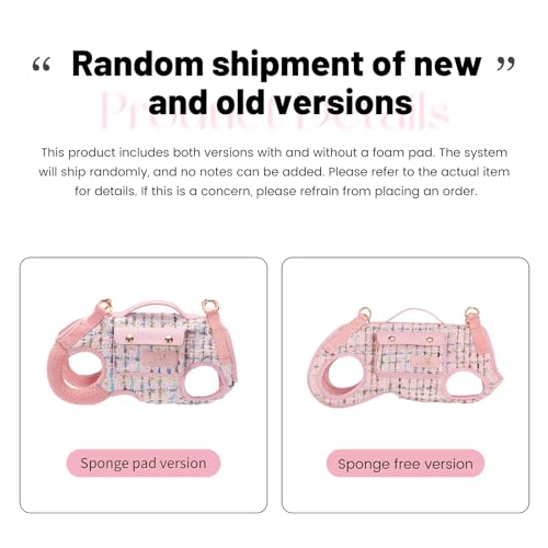 Wakytu Dog Lift Harness Dog Carrier Sling for Small Dogs & Cats,M | stylish puppy sling carrier with handle & pocket,adjustable leash,walking & travel - color: 2.0 Pink, size: Medium(8-13 LBS)