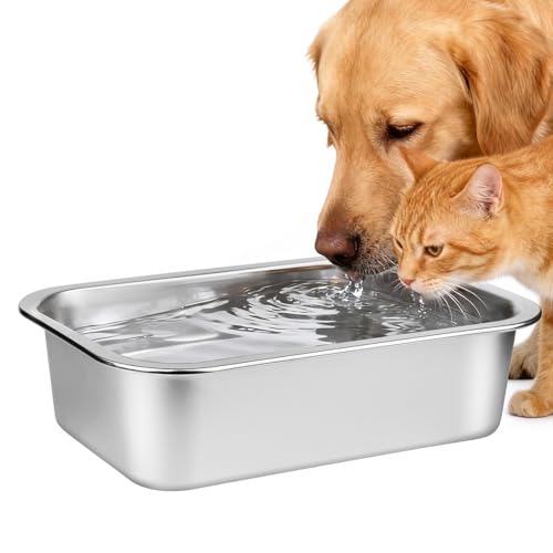 Ohtomber Stainless Steel Dog Bowls - 0.85 Gallons Large Metal Dog Water & Food Bowl No Spilling, High Capacity Water Trough Pet Dishes, Outdoor Feeder Food Plate for Medium Pet, Cat, Puppy - size: 0.85 gallons