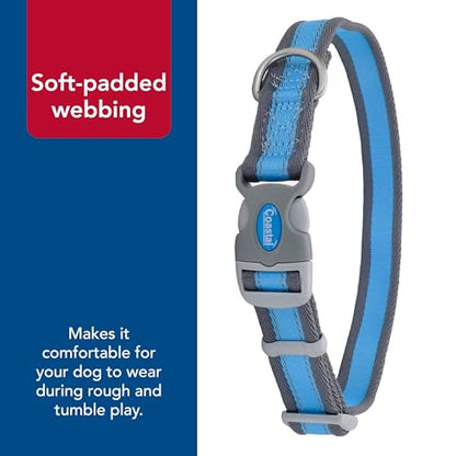 Coastal Pet - Pro - Reflective Adjustable Dog Collar, Bright Blue with Grey, 1" x 14-20"