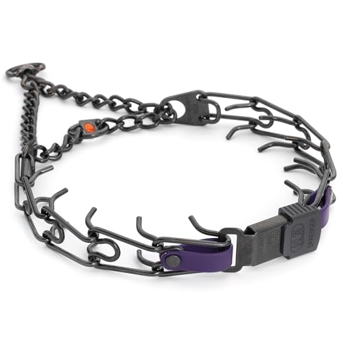 Herm Sprenger Black Stainless Steel Dog Collar with Quick Release ClicLock Buckle and Biothane Insert Training Collar Made in Germany (Violet Purple, 23in x 3.2mm(Neck Size up to19-20in)) - color: Violet Purple, size: 23in x 3.2mm(neck size up to19-20in)