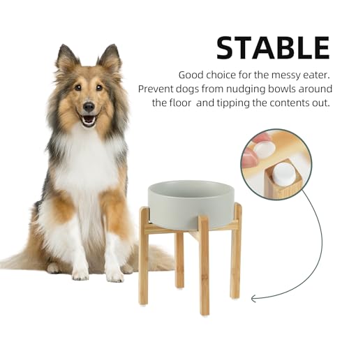 Havniva 8.3” Dog Bowls Elevated Ceramic Dog Food and Water Bowl, Raised Dog Water Bowl with Stand Non-Slip Rubber Base Large Capacity Feeding Pet Food Bowl for Large Dogs - color: Matte Gray - Bowl+Stand, size: 8.3 Inch