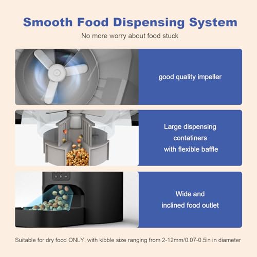ANDOLL HOME Automatic Cat Feeder, Cat Food Dispenser with 10s Voice Recorder, Pet Feeder up to 8 Meals per Day, Timed Feeder with Dry Food Sealed Ring - color: Black