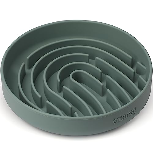 Coomazy Large Silicone Slow Feeder Dog Bowls, Interactive Puzzle Toy for Pets Food Training, Keeps Dogs Busy, Prevents Puppy Overeating (Dark Green, Large: 3.2Cup) - color: Dark Green, size: 3.2 Cup