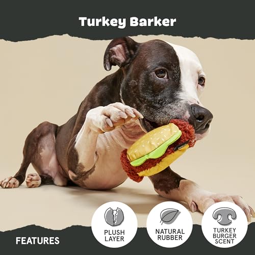 Barkbox Turkey Barker Dog Toy for Large Aggressive Chewers, Turkey-Scented Rip & Reveal Toy for Engaging and Durable Playtime - color: Turkey Barker
