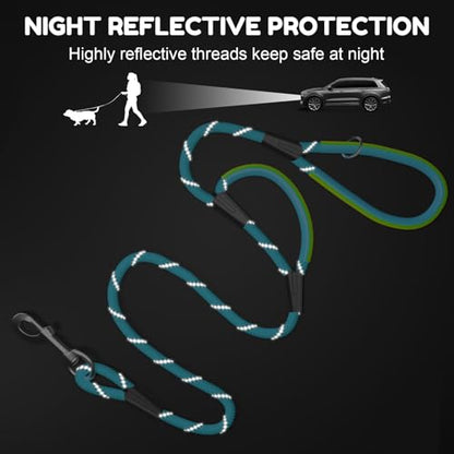Dog Leash Heavy Duty 4/5/6ft XiaZ 2 Handles Dog Leashes for Medium Large Dogs 1/2 Inch 1000lb Strength Reflective PVC Waterproof-Handles Metal Hook Dual-Handle Rope Leash Nighttime Safety - color: BLue, size: 4FT (1/2")