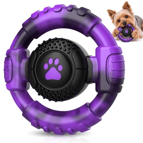 Pamlulu Small Dog Chew Toy, Tough Squeaky Puppy Chew for Small Breeds, Rubber and Nylon Design, Indoor and Outdoor Play, Birthday Gift - color: Purple, size: For 15-40LBS dog