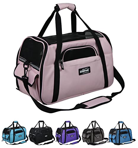 EliteField Soft Sided Pet Carrier (3 Year Warranty, Airline Approved), Multiple Sizes and Colors Available (Large: 19" L x 10" W x 13" H, Pink) - color: Pink, size: 19.0"L x 10.0"W x 13.0"H