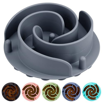 Slow Feeder Dog Bowls Insert, Bestalk Soft Silicone Slow Eating Feeder Insert with Suction Cups for Small, Medium and Large Dogs, Fit into Basic and Elevated Dog Bowls, Grey - color: Grey, size: L
