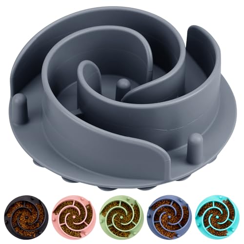 Slow Feeder Dog Bowls Insert, Bestalk Soft Silicone Slow Eating Feeder Insert with Suction Cups for Small, Medium and Large Dogs, Fit into Basic and Elevated Dog Bowls, Grey - color: Grey, size: L