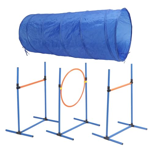 Dog Agility Training Kit with Tunnel, Ring, and Poles – Lightweight, Easy to Assemble, ABS and Polyester Construction