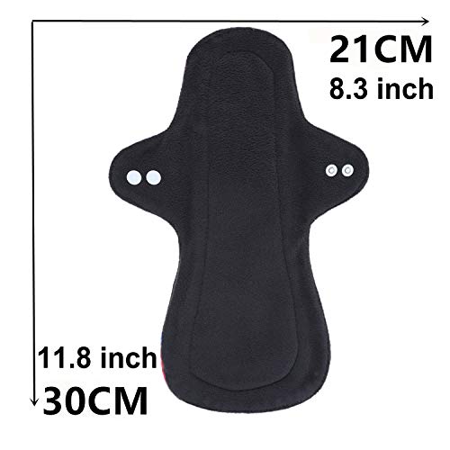 7pcs Pack Reusable Washable Cloth Incontinence Pads Including 6pcs Heavy Flow Bamboo Charcoal Reusable Menstrual Pads Cloth Mama Sanitary Pad + 1pc Mini Wet Bag - color: 7 Pieces Set A3, size: Heavy Flow Bamboo Charcoal