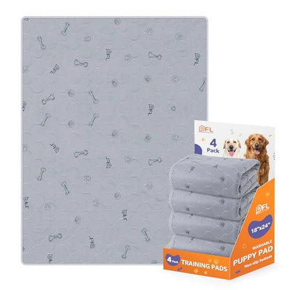 Washable Dog Pee Pads for Puppy, 4 Pack Puppy Pads Washable Pee Pads for Dogs, Absorbent Reusable Whelping Pads Dog Mats for Floor Protector, Couch Cover, Crate, Puppy Training 18x24 - size: 18X24" (Pack of 4)