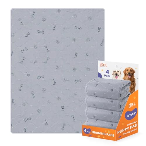 Washable Dog Pee Pads for Puppy, 4 Pack Puppy Pads Washable Pee Pads for Dogs, Absorbent Reusable Whelping Pads Dog Mats for Floor Protector, Couch Cover, Crate, Puppy Training 18x24 - size: 18X24" (Pack of 4)