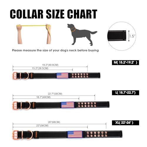 Heavy Duty Tactical Dog Collar with Neoprene Padded and Metal Buckle, Reflective Nylon for Medium to Large Dogs(Black, Medium) - color: Black, size: Medium (Pack of 1)
