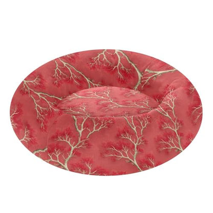 Calming Donut Dog Bed Coral Gorgeous Vivid Tree Design, 22" Washable Pet Lounger with Removable Cover, Cozy Cushion Comfort Nest for Medium Dogs - size: Medium