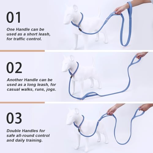 Slip Lead Dog Leash, Dog Training Leash with Double Handle, Soft Leather Slip Leash and Collar, Heavy Duty Nylon Dog Lead, No Pull Walking for Medium Large Small Dogs 5ft Blue Purple - color: Blue Purple, size: 5ft