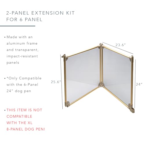 Front Row Foldable Dog Playpen – Durable and Portable Puppy Playpen for Exercise, Rest & Play – Clear Fence Panels with Aluminum Rods and Crate for Dogs and Other Small Pets (Gold, 2-Panel) - color: Gold