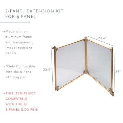 Front Row Foldable Dog Playpen – Durable and Portable Puppy Playpen for Exercise, Rest & Play – Clear Fence Panels with Aluminum Rods and Crate for Dogs and Other Small Pets (Gold, 2-Panel) - color: Gold