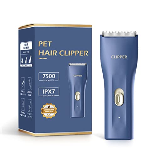 Dog Cat Home Hair Waterproof Clipper Portable Electric USB Rechargeable Pet Grooming Tools Low Noise Shaver Cordless Trimmer for Small and Large Pets - color: L006-blue