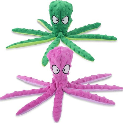 Octopus Dog Toy, Stuffing Free Octopus Dog Toy, Squeaky & Crinkle Plush for Aggressive Chewers Dogs, for Interactive Play, Teething & Anxiety Relief (2PCSB) - color: 2PCSB