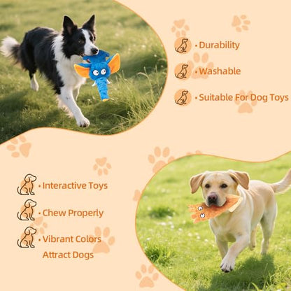 2 Pack Zesty Squeaky Dog Toys with Crinkle Paper & Squeaker - Plush Feel Stuffing-Free Chew Toys for Gentle Small and Medium Dogs, Puppy Teething Toys for Boredom Relief & Dental Care